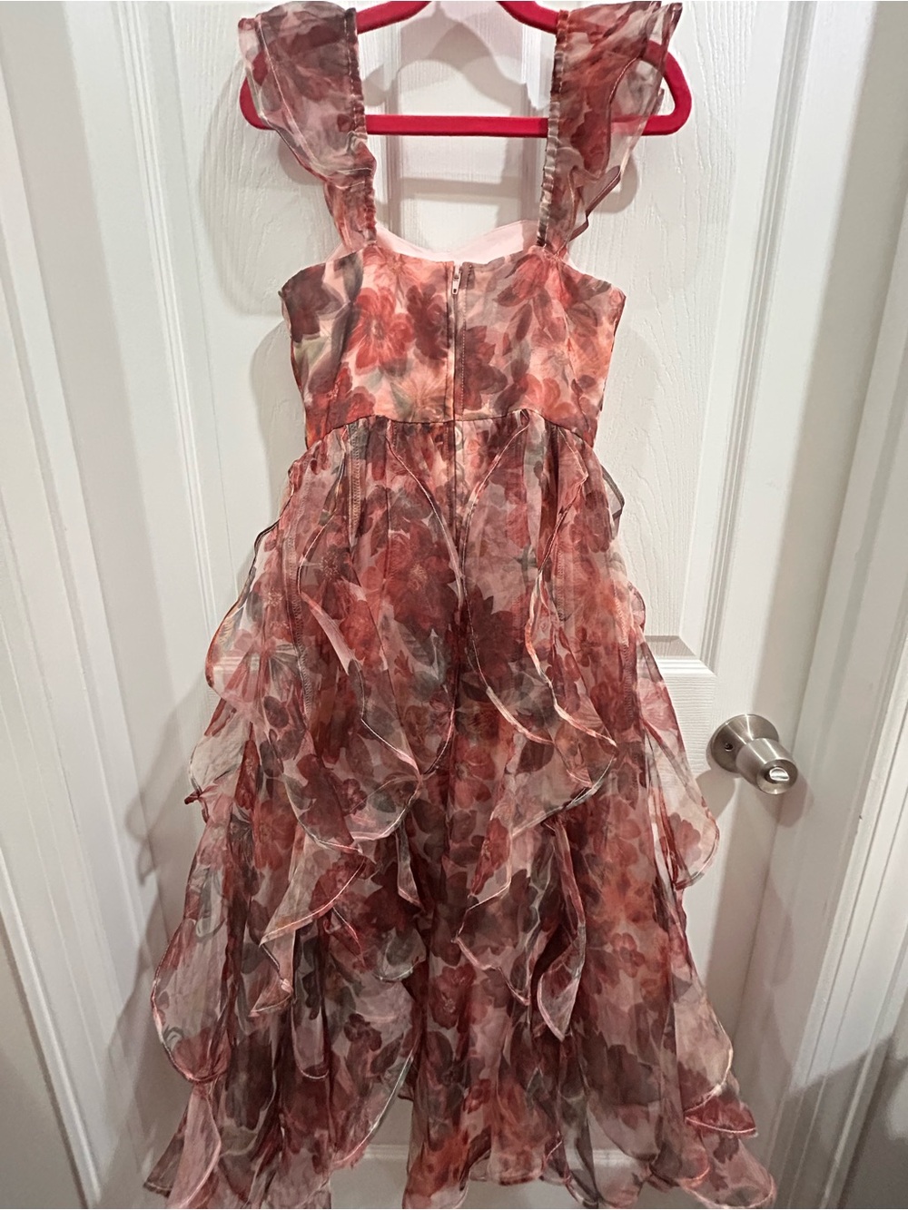 GB girls Rose-Brown Floral Ruffle Tiered Dress - Picture 9 of 10